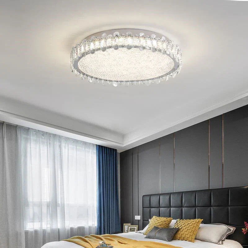 Afralia™ Modern Round LED Crystal Ceiling Light for Home Decor Lighting