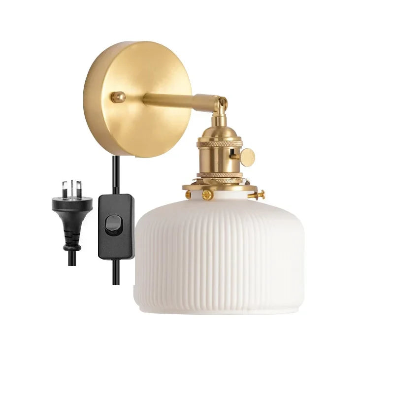 Elk Ceramic LED Wall Sconce, Afralia™ Nordic Copper Pull Chain Mirror Light
