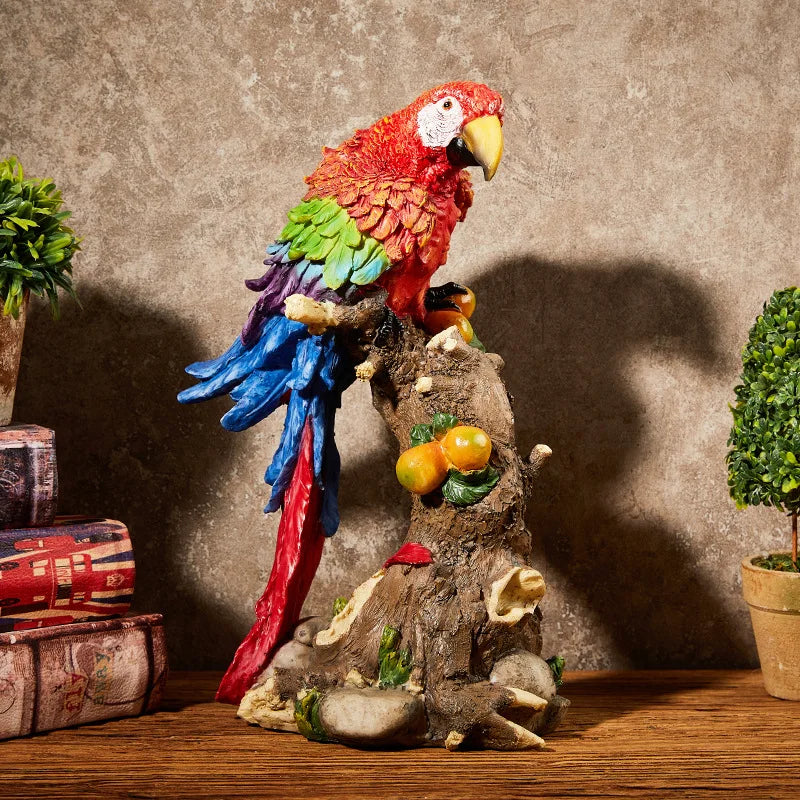 Afralia™ Vibrant Parrot Sculpture Home Decor Ornament Statuette