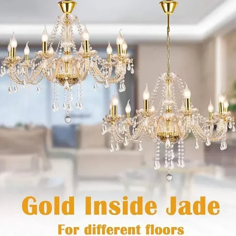Afralia™ Crystal Candelabra Pendant Chandelier, Elegant Lighting Fixture for Bedroom, Dining & Living Room
