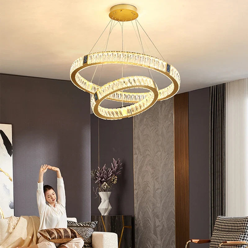 Afralia™ Crystal LED Chandelier for Kitchen Dining Room Duplex Villa Lighting Fixtures