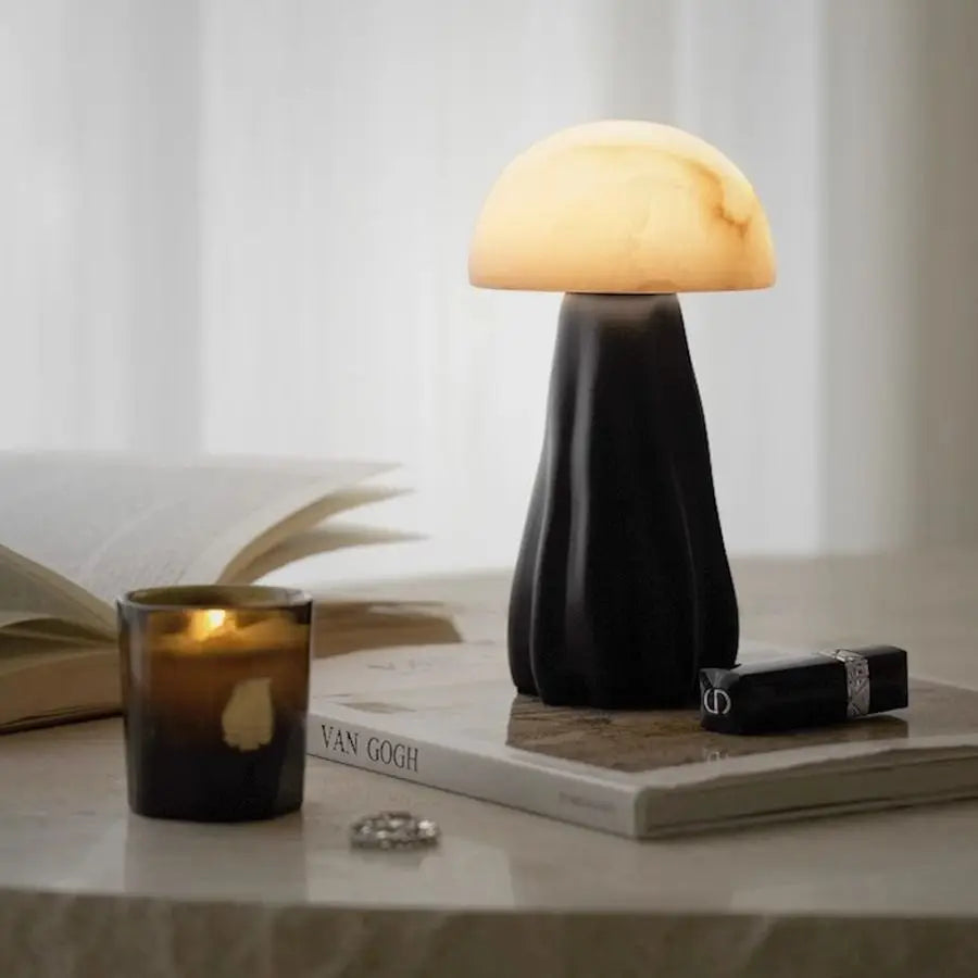 Afralia™ Marble Mushroom Desk Lamp - Antique Night Light for Prosperous Ambiance