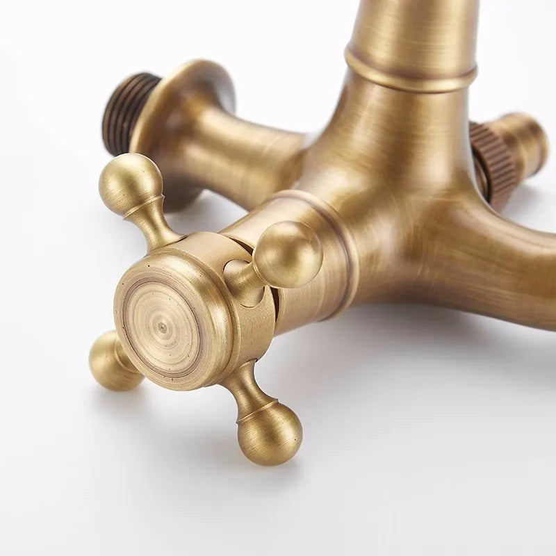 Afralia™ Antique Brass Garden Bibcocks Single Cold Tap Faucet for Outdoor Use