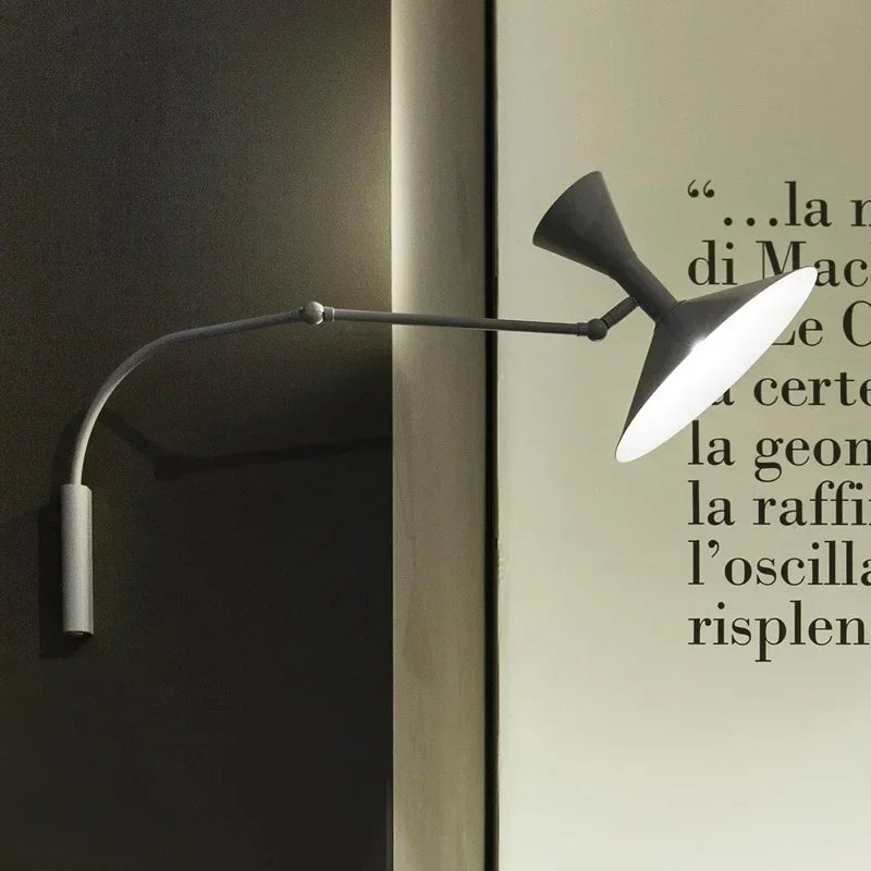 Afralia™ Adjustable Long Arm Wall Lamp for Reading, Bedroom, LED Minimalist Swing Lighting