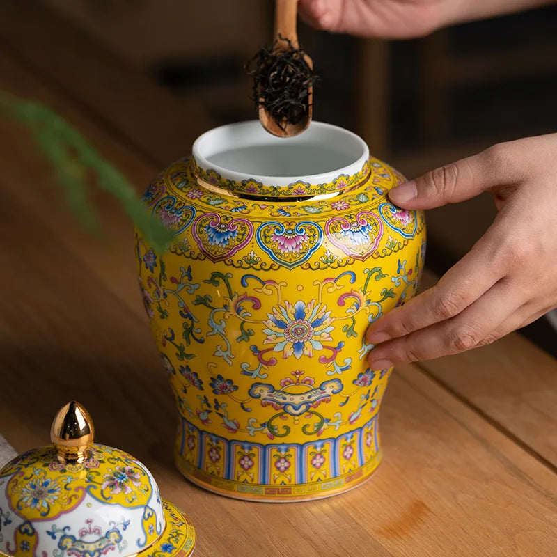 Afralia™ Retro Ceramic Tea Pot General Jar Ginger Jar Handicraft Ornaments Home Decoration