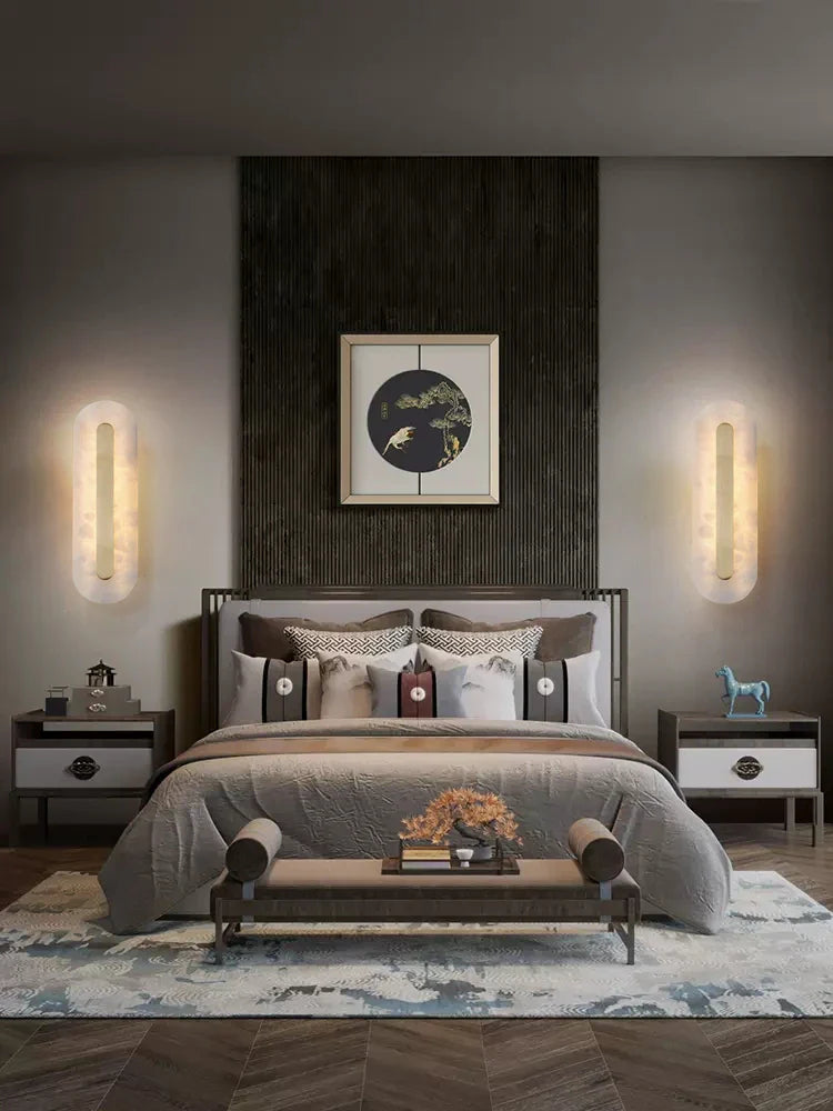 Afralia™ Marble LED Wall Sconce for Bedroom Living Room Hallway Hotel Decor