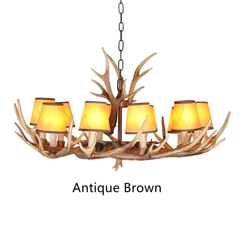 Afralia™ Antler Resin Chandelier: American Country Retro Style LED Hanging Lamp