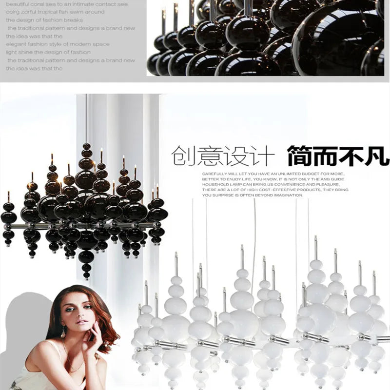 Afralia™ Black Gourd Pendant Chandelier for Dining Living Bedroom - Modern Ceiling Light