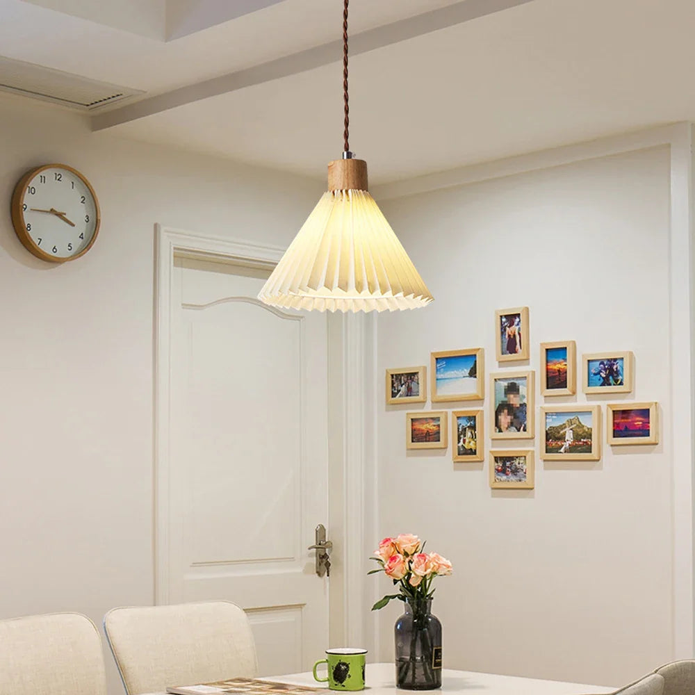 Afralia™ Pleated Pendant Lights: Nordic E27 Base Chandelier for Dining Room, Kitchen Island Lighting