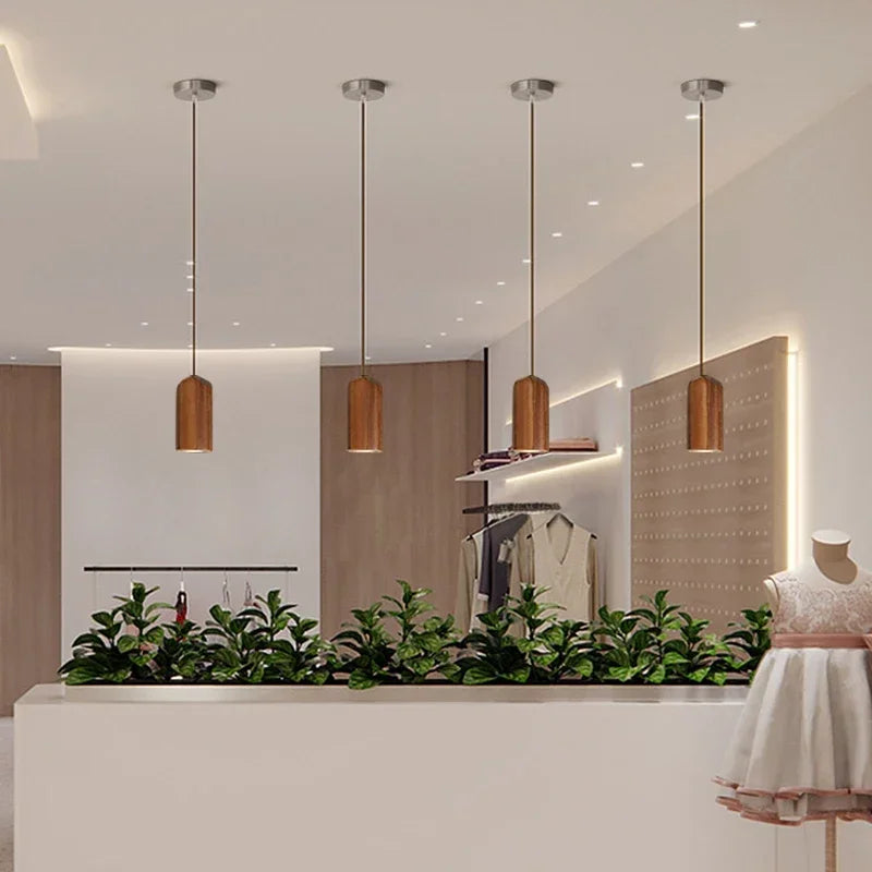 Afralia™ Wood Pendant Light: Elegant Single Head LED Lighting for Home, Restaurant, and Cafe