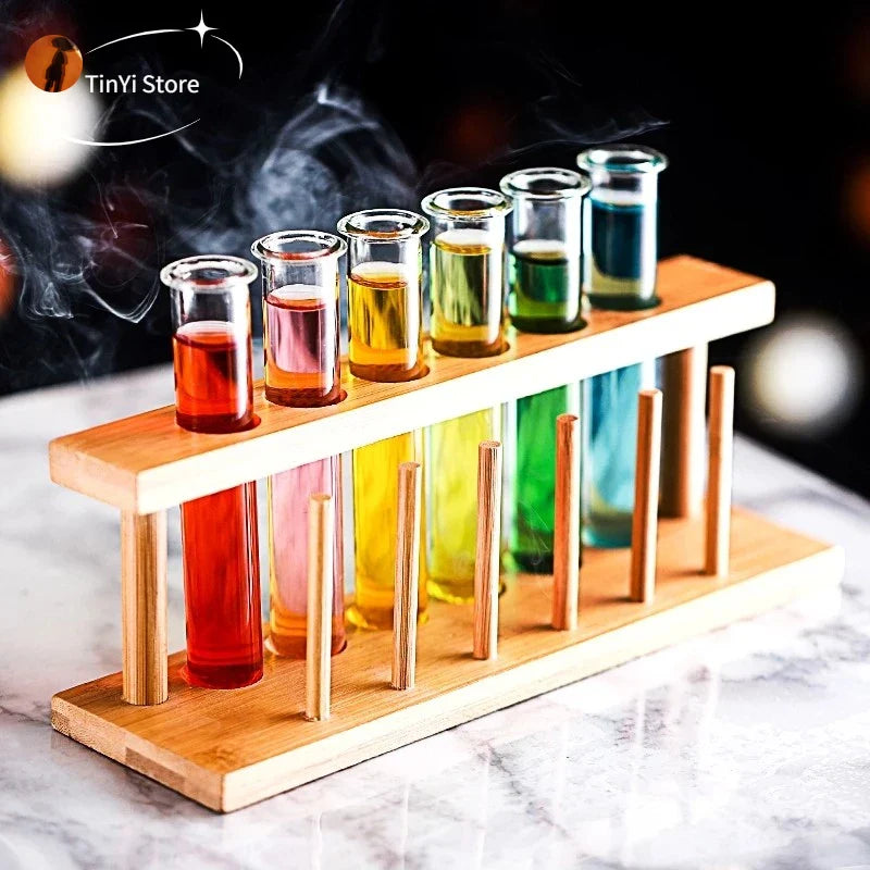 Afralia™ 6-Piece Test Tube Cocktail Glass Set with Free Rack Stand and Shot Glasses Holder