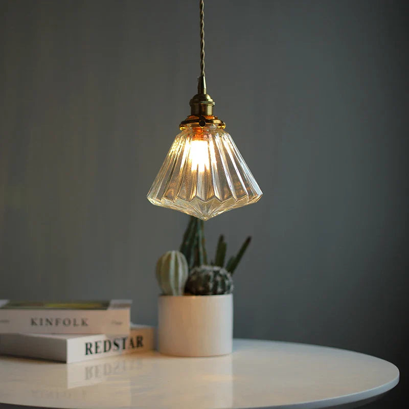 Afralia™ Clear Glass Copper LED Pendant Lamp for Home Decor and Lighting