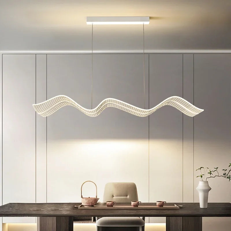 Afralia™ LED Wave Pendant Light for Living Room Kitchen Decor - Indoor Hanging Lights