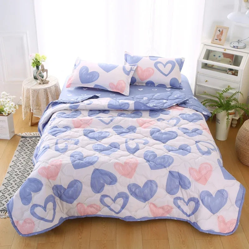 Afralia™ Quilted Summer Quilt & Pillowcase Set: Soft, Breathable, Washable Double Blanket
