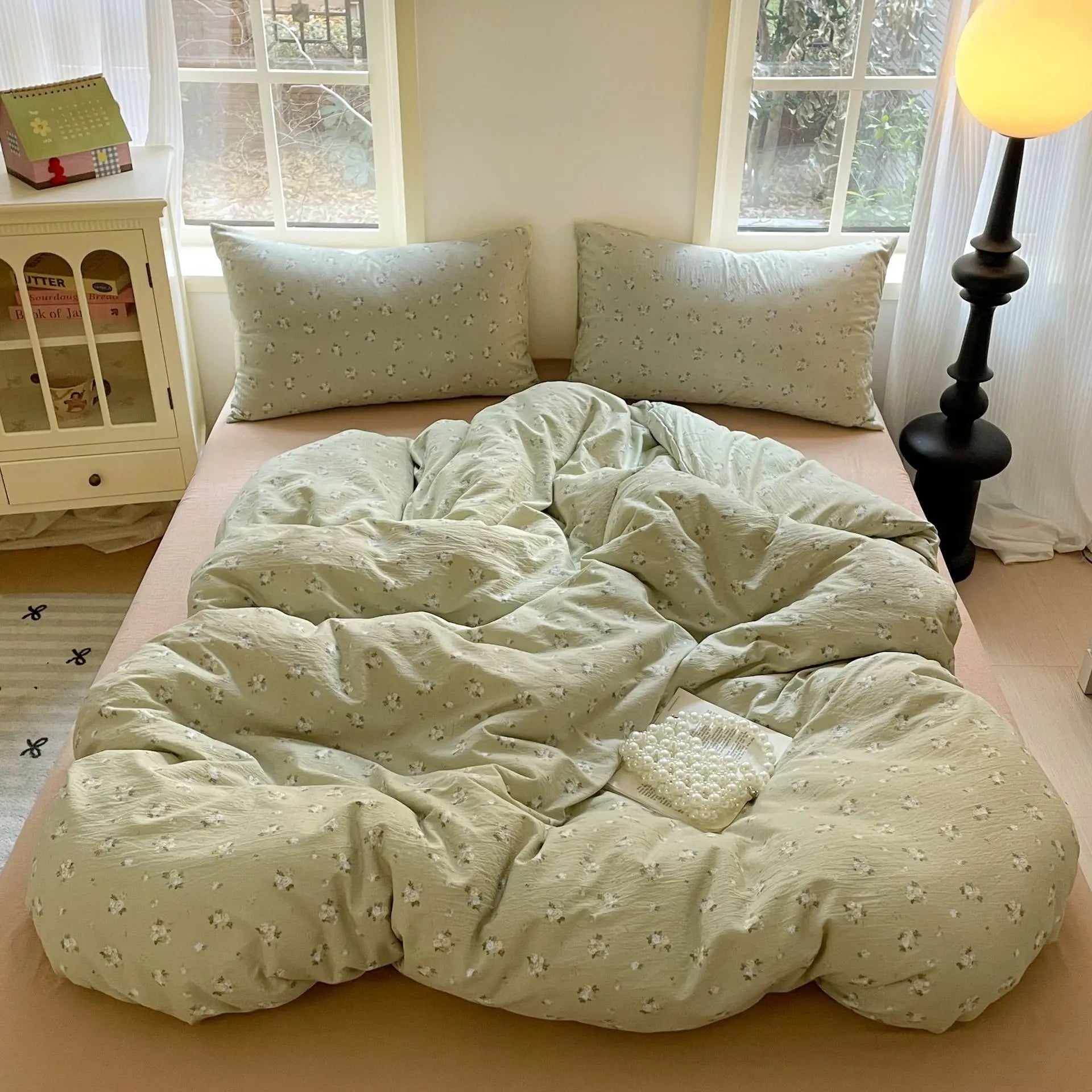 Afralia™ Cotton Flower Print Bedding Set - Romantic High-Density Comforter for Adults