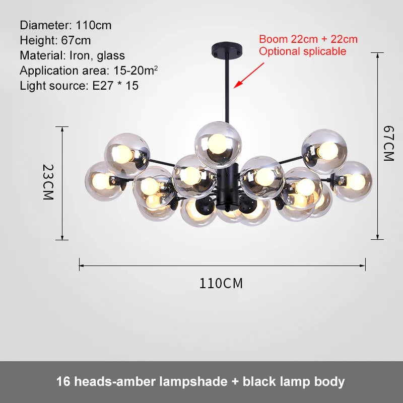 Afralia™ Glass Ball LED Chandelier for Bedroom Dining Room - Elegant Ceiling Pendant Lamp
