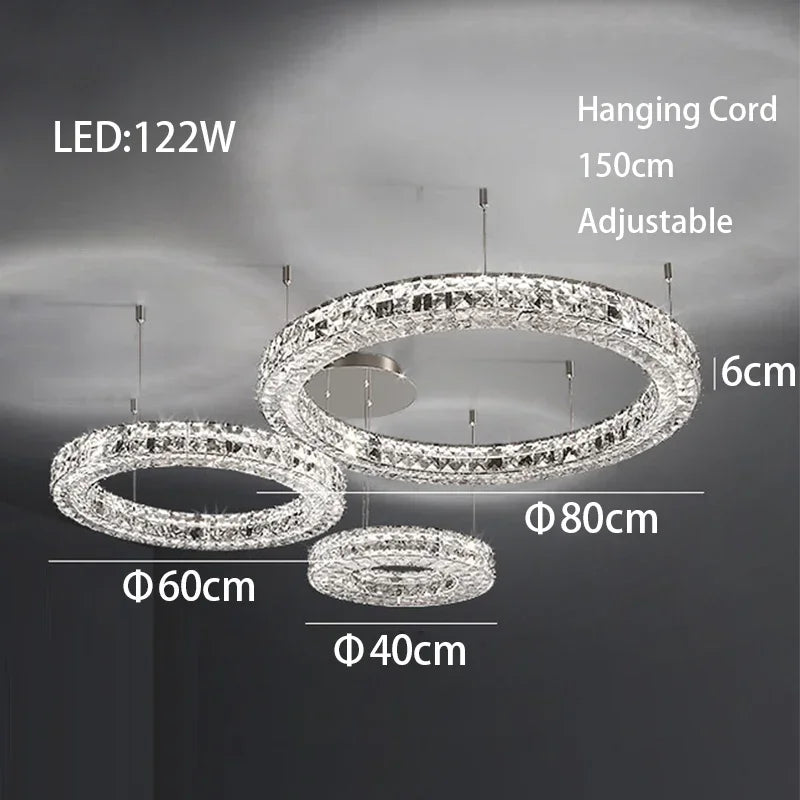 Afralia™ Modern Crystal Chandelier Chrome Golden Round Pendant Lights