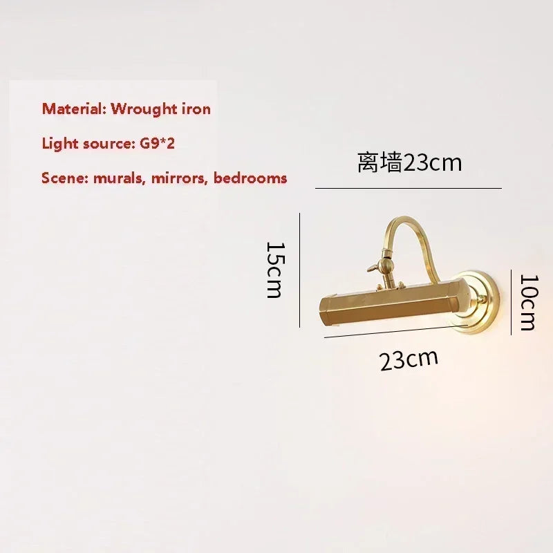 Afralia™ Modern Gold Mirror Headlight Wall Light for Bedroom and Picture Art Deco