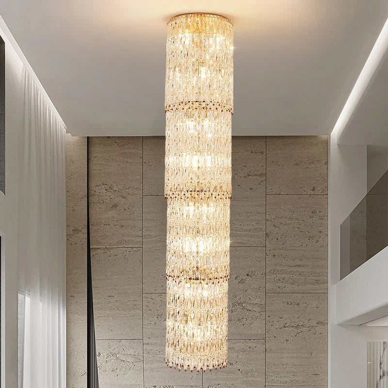 Afralia™ Sky High Crystal Chandelier Pendant Light Living Room Villa Main Light