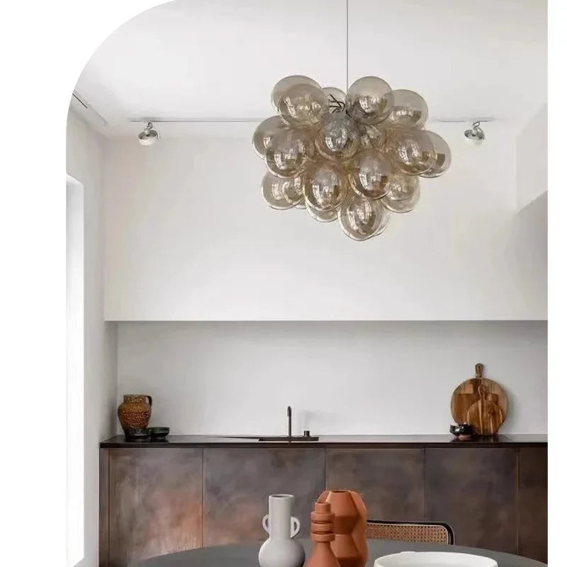 Afralia™ Smoky Gray Grape Glass Chandelier - Modern Dining Room Decor