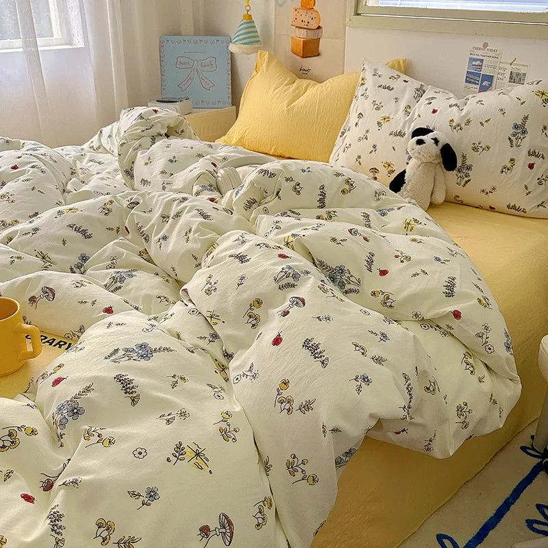 Afralia™ Cartoon Pattern Cotton Fitted Sheet Set – Soft & Cozy Bedding for Adults & Kids