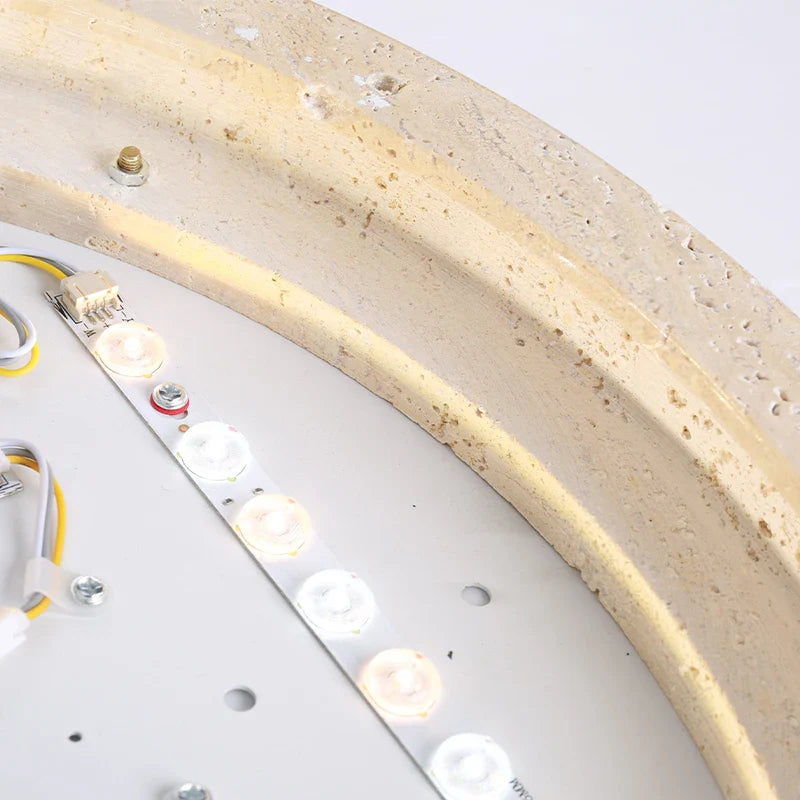 Afralia™ Ellipse Stone LED Ceiling Light Natural Travertine Lamp Plafon