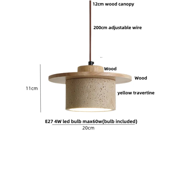 Afralia™ Yellow Travertine Stone Pendant Lights LED Modern Hanging Lamp - Nordic Design
