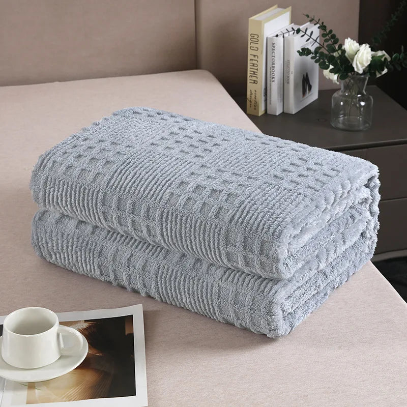 Afralia™ Velvet Waffle Blanket: Ultra Soft Coral Fleece Sofa Cover & Shawl