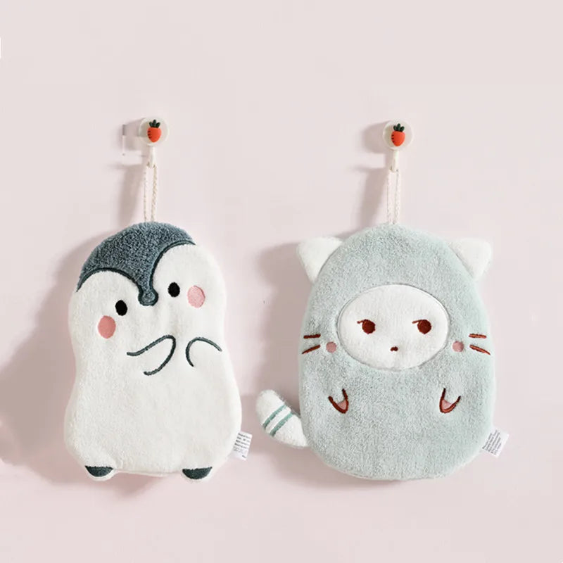 Afralia™ Cartoon Animals Microfiber Hand Towel Set