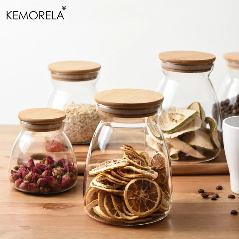 Afralia™ Glass Airtight Canister with Wood Lid - Food Storage Solution for Kitchen