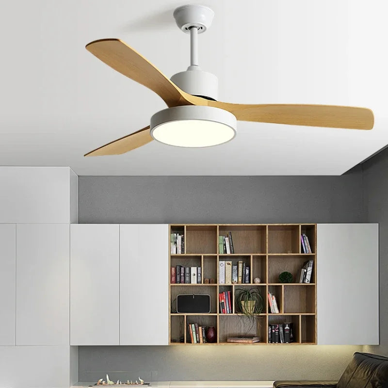 Afralia™ 42/52 Inch White Black 3 Blade Copper Motor Ceiling Fan Light Remote