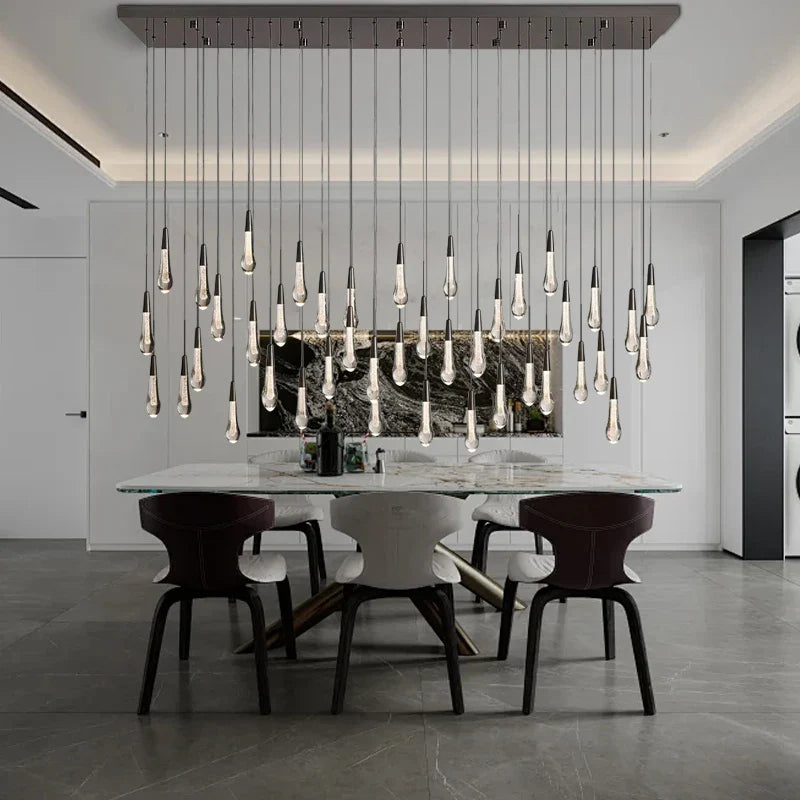 Afralia™ Crystal Water-drop Ceiling Chandelier, Elegant Dining Room Décor.