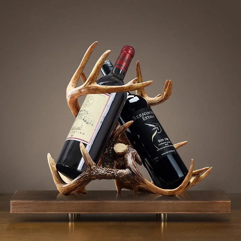 Afralia™ Buckhorn Wine Holder - Decorative Resin Antlers Bottle Rack