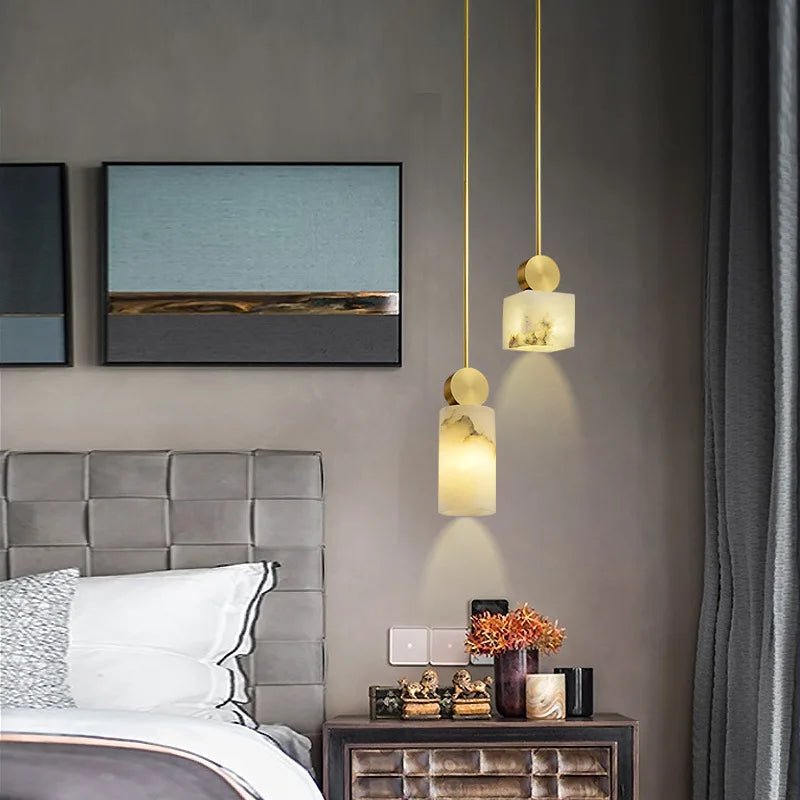 Afralia™ Nordic Marble Copper Pendant Lights LED Hanging Luminaires G9