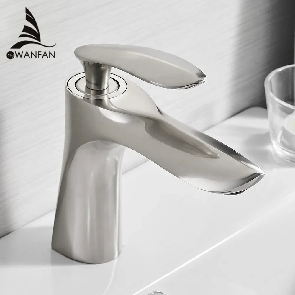 Afralia™ Chrome Brass Bathroom Basin Faucet Mixer Tap Deck Mount Tangilbe
