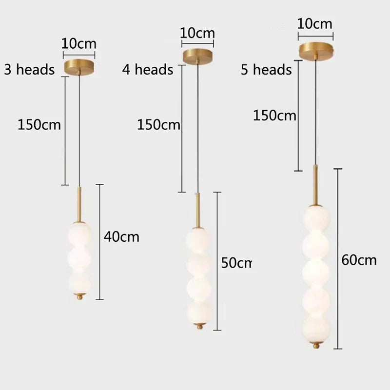 Afralia™ LED White Pearl Glass Pendant Lights for Kitchen Bar Decor - Bubble Hanging Lamp