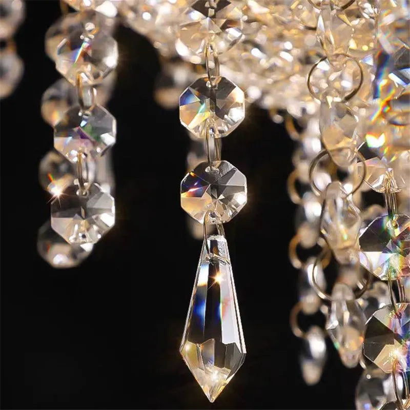Afralia™ Round Crystal Chandelier: Luxury LED Tassel Lamp for Elegant Living Room & Restaurant Decor