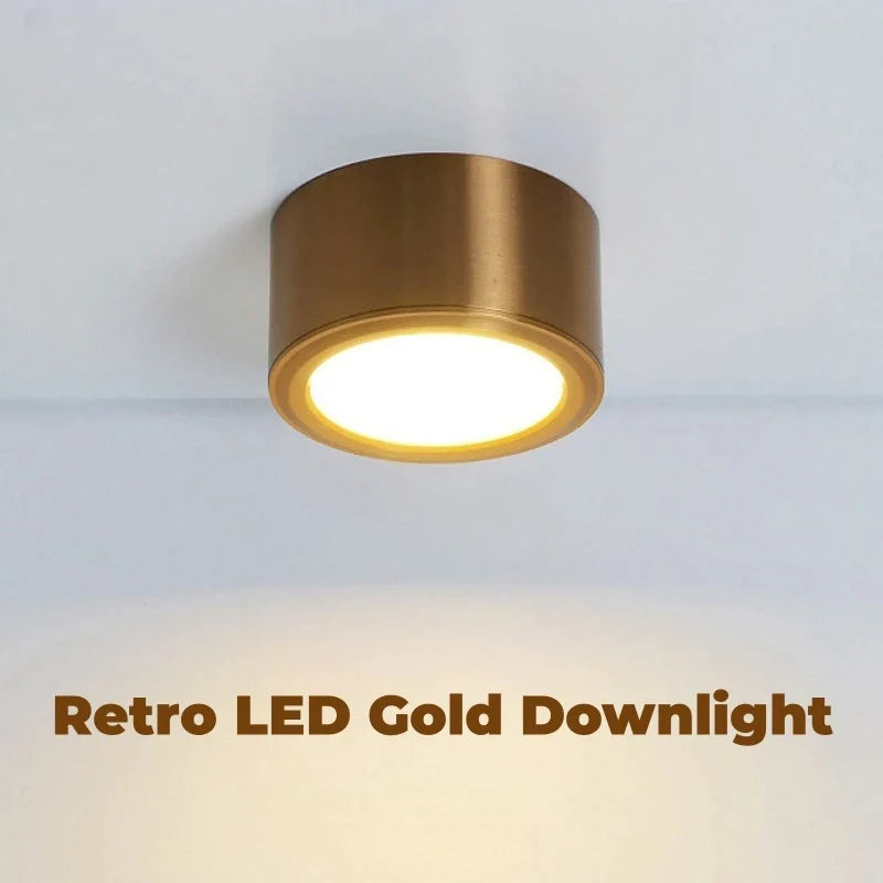 Afralia™ Antique Gold LED Ceiling Downlights for Retro Home Lighting