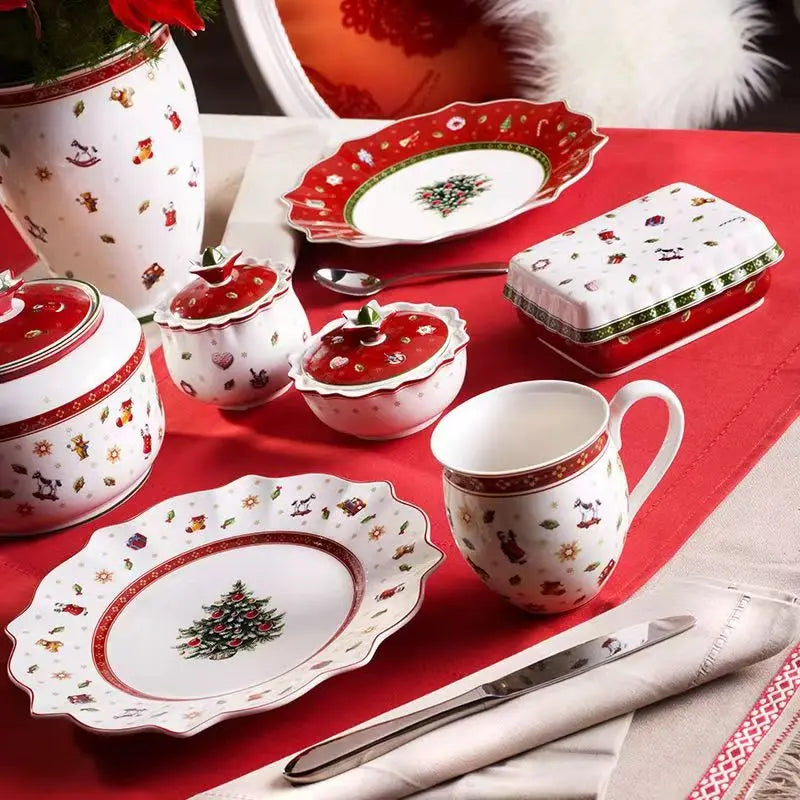 Afralia™ Christmas Porcelain Tableware Set