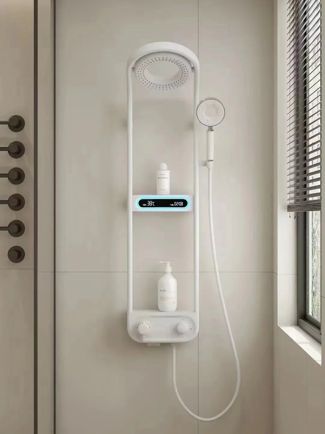 Afralia™ White Brass Thermostatic Digital Display Shower Faucet Set