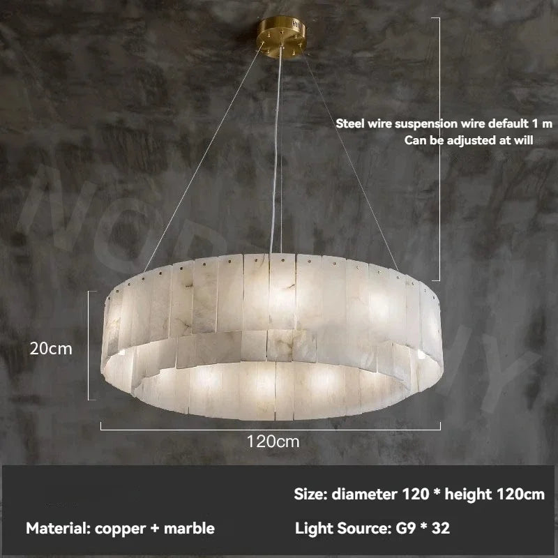 Afralia™ Full Copper Marble Pendant Lamp: Luxury Circular LED Light for Living Room