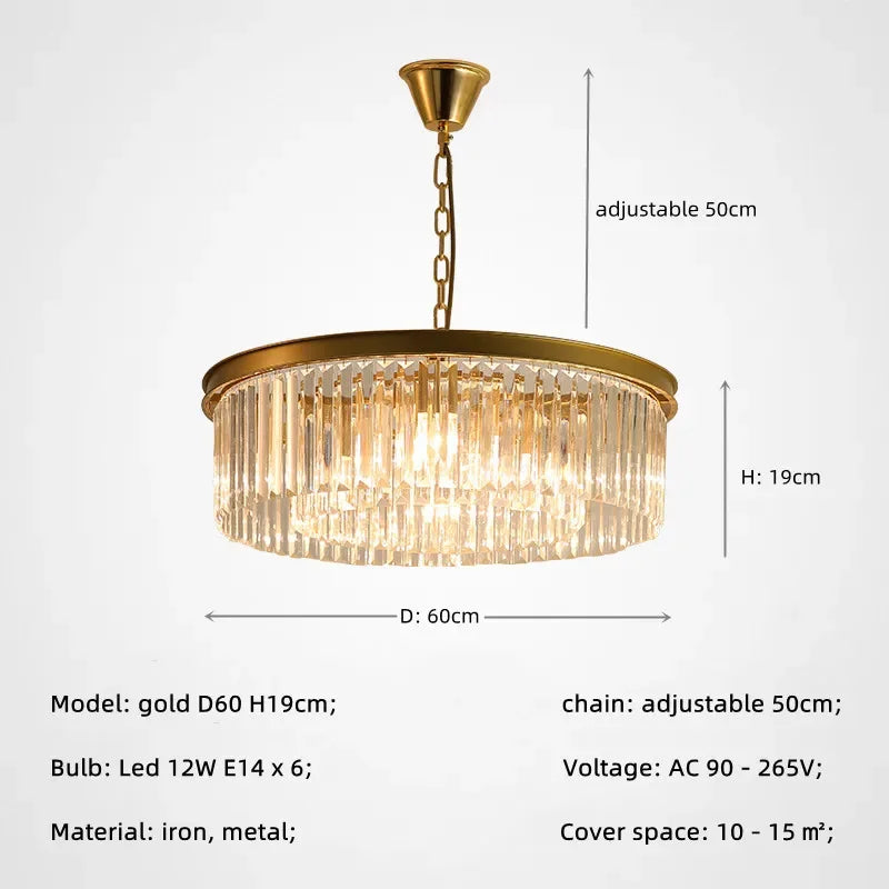 Afralia™ Gold Black Metal Crystal Pendant Lights Chain Hanging LED Suspension Lamp Fixtures