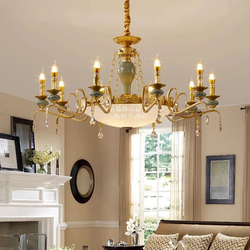 Afralia™ Mediterranean Ceramic Crystal Chandelier - Elegant Lighting Fixture