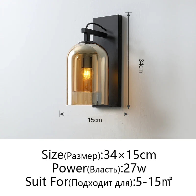 Afralia™ Nordic Double Glass Wall Lamp: Modern LED E27 Bedside Reading Wall Lamp