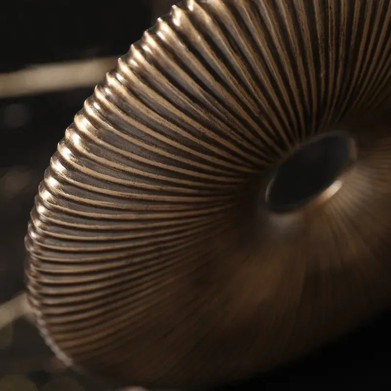 Afralia™ Golden Round Openwork Ring - Home Decor Sculpture Hollow Out Figurines