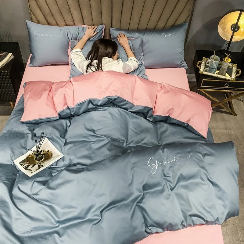 Afralia™ Egyptian Cotton Bedding Set with Sheet Pillowcase Blanket Cover - Queen King Size