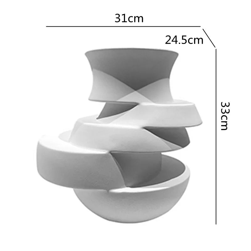 Afralia™ Geometric Monochrome Vase Resin Art Decoration Home Accessories
