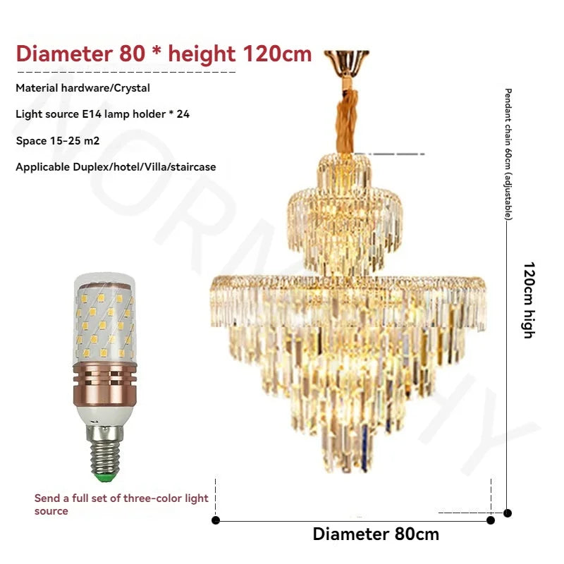 Afralia™ Luxury Crystal Chandelier for Villa Living Room LED Hall Long Lighting