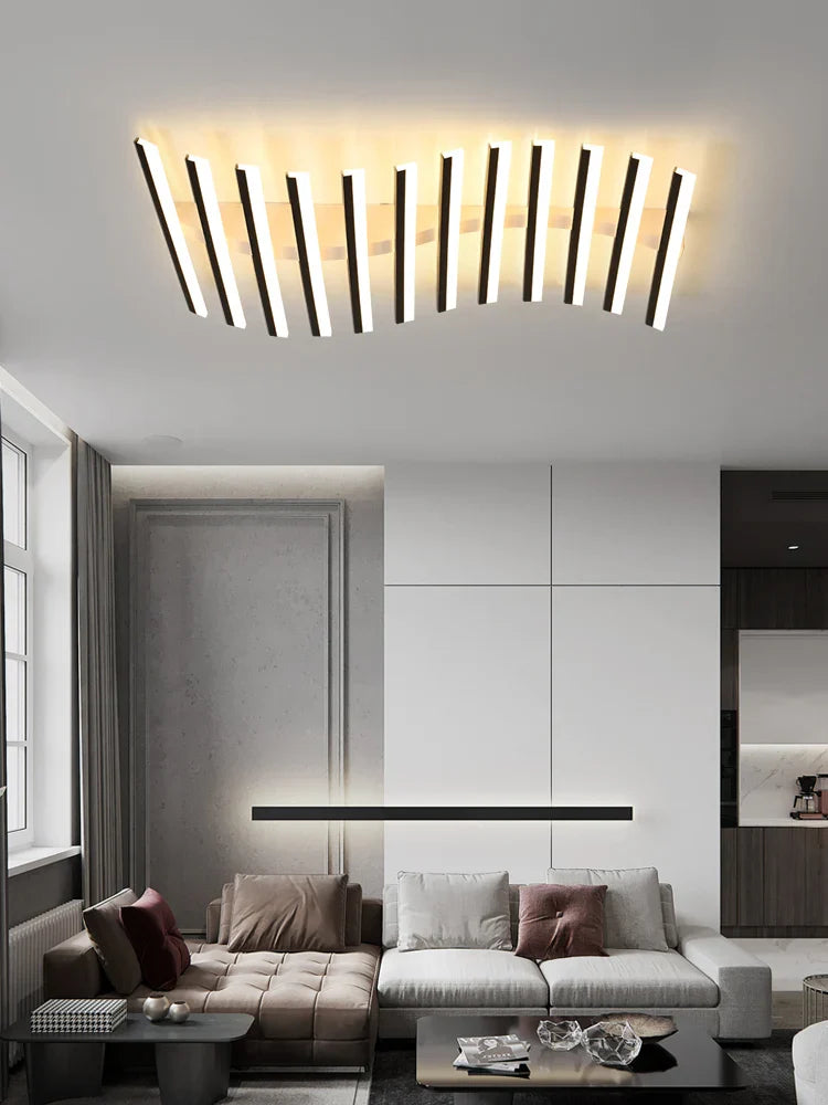 Afralia™ Modern LED Strip Ceiling Chandelier for Living Room, Office, Restaurant, and Bar