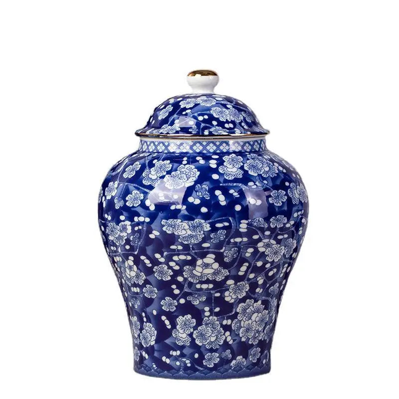 Afralia™ Blue & White Porcelain Tea Pot Sealed Storage Container